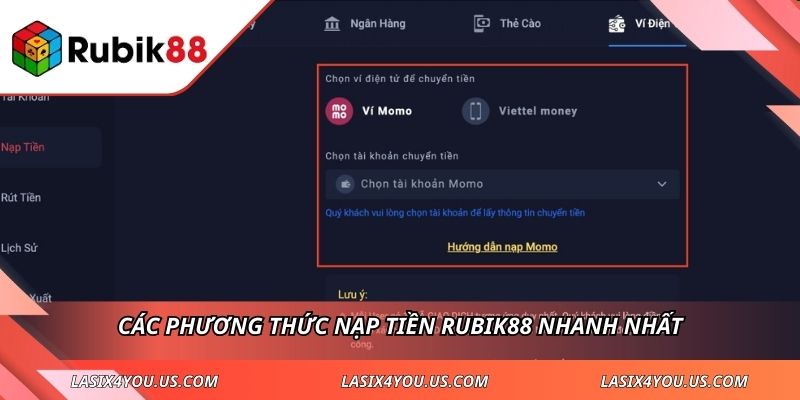 Các phương thức nạp tiền RUBIK88 nhanh nhất