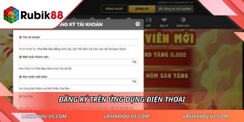 Đăng ký trên ứng dụng điện thoại
