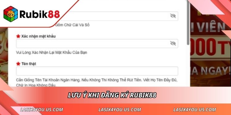 Lưu ý khi đăng ký RUBIK88